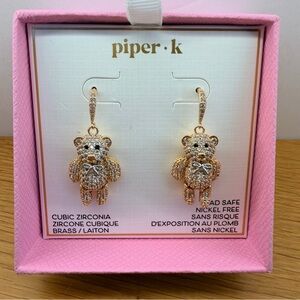 Piper K Gold and Silver Bear Earrings